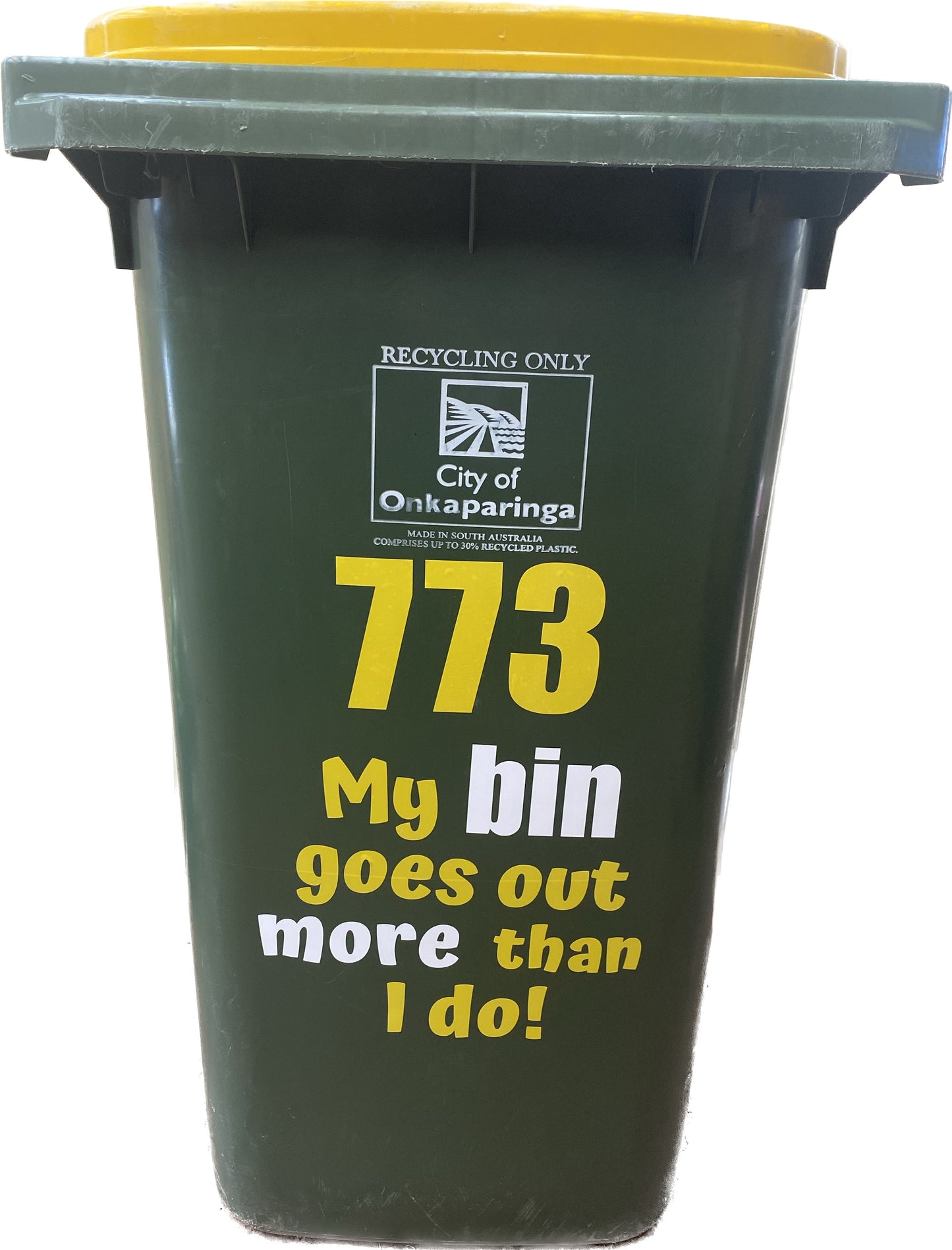 My bin goes out more than I do!